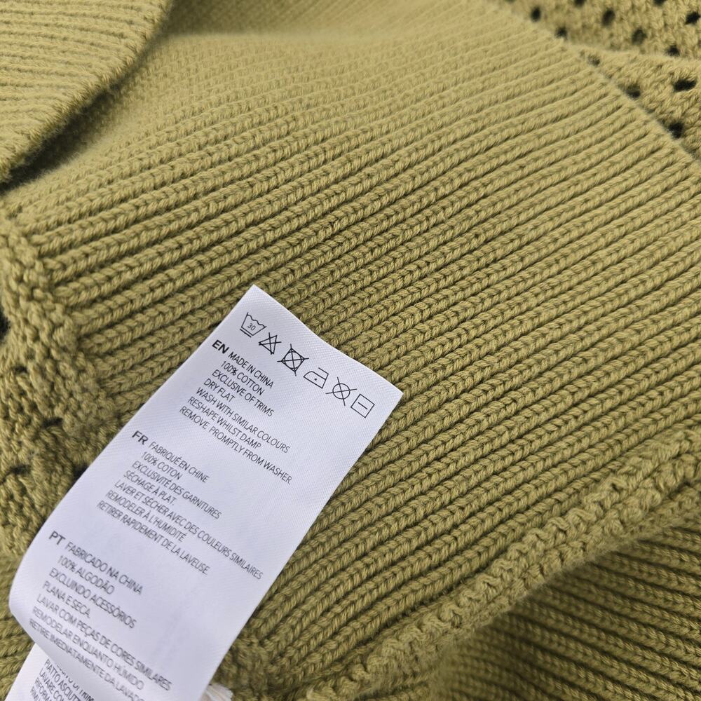 Varley Hester Knit Crew Small Olive Green Cotton Open Knit Lightweight Sweater - Picture 5 of 8